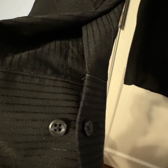 Men’s Black Fitted Ribbed Premium Dress Shirt. Stylish Sleek. Size 16‎ 1/2 34/35 - Picture 3 of 9